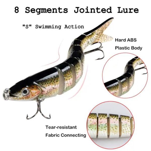 8 Segmented Fishing Lure Kit Multi Jointed Hard Bait Sinking Swimbait