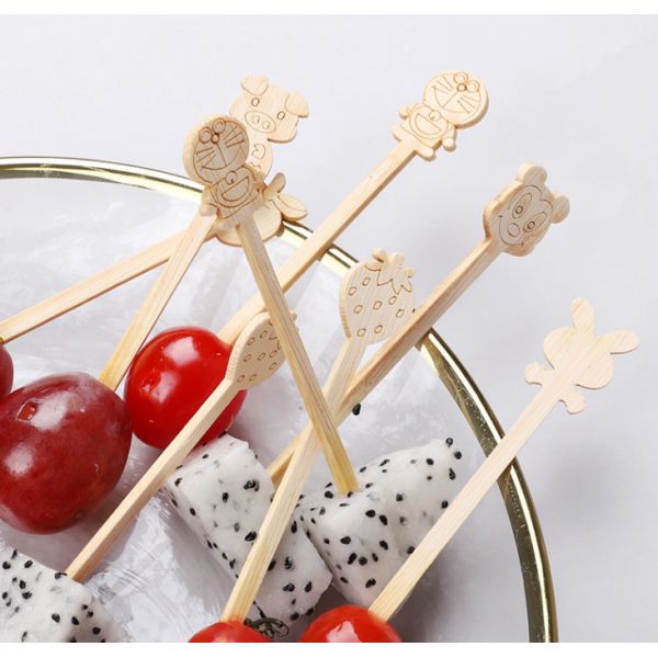 Animal Shape Disposable Bamboo Cocktail Picks Customized Shape Bamboo Food Picks