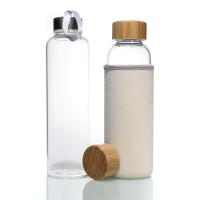 Bouteille d'eau en verre à haute borosilicate transparente de 500 ml en gros avec couvercle en acier inoxydable