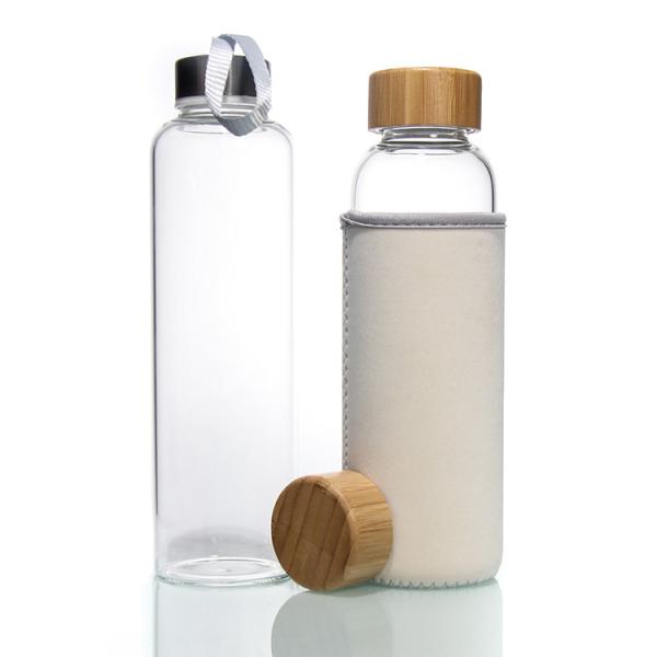 Wholesale 500Ml Transparent High Borosilicate Glass Water Bottle With Stainless Steel Lid
