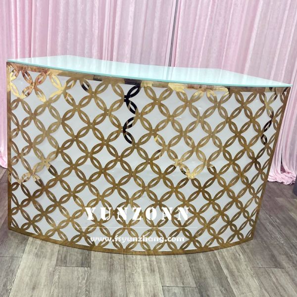 Gold Pattern Popular New Design Tall Bar Furniture Luxury Bar Table Stainless Steel for Pub Wedding