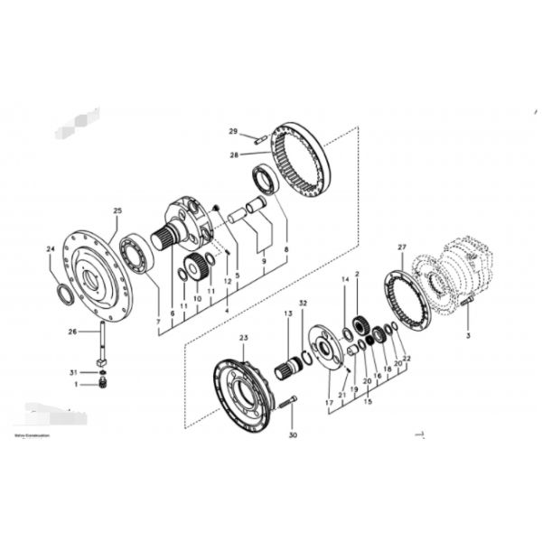 Коробка передач качания экскаватора EC290B, двигатели VOE 14504144 следа