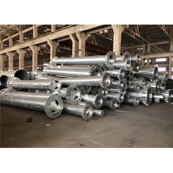 Hot Roll Steel Electric Pole , Transmission Steel Pole With Flange Connection