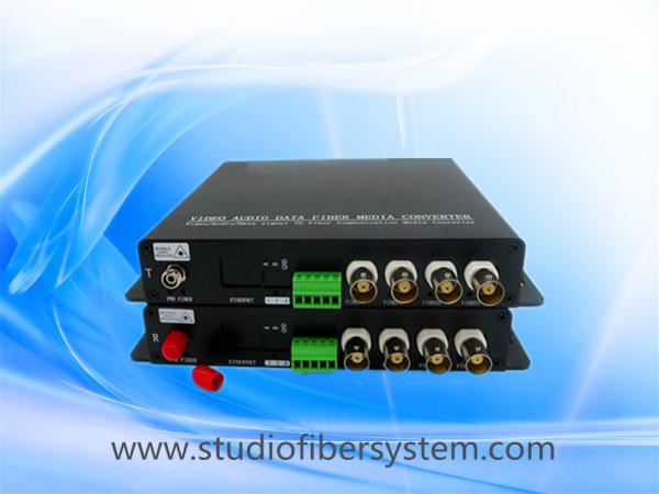 4CH AHD video audio fiber converter with black aluminum case
