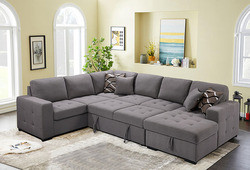 chocolate pineapple pattern u-shaped 2seater single armrest loveseat pull-out bed sectional sofa bed sets