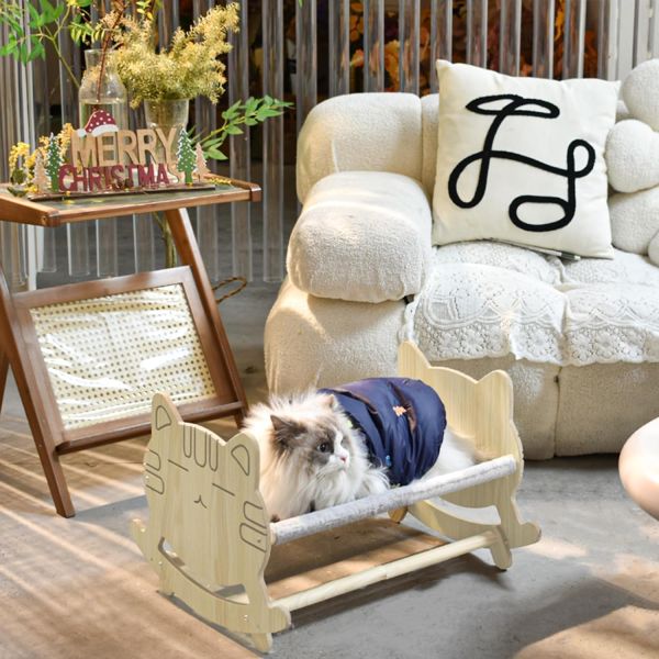 Cat Hammock with Two Removable Covers and Raised Wooden Frame Customized Logo Acceptable