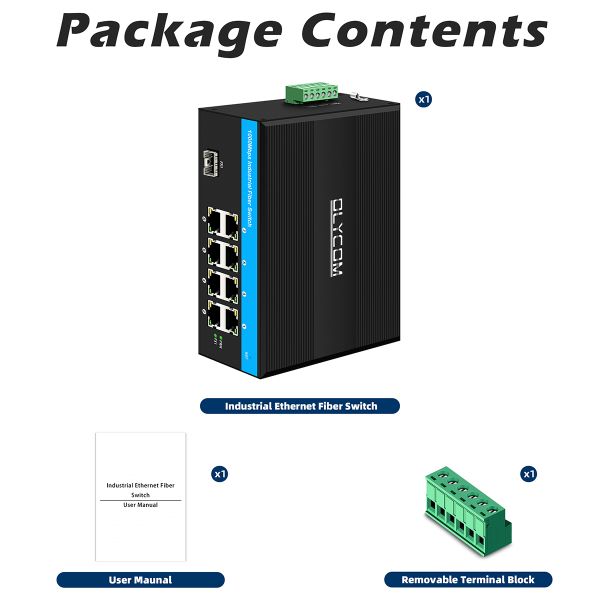 8 Port Industrial POE Switch with 6KV Surge Protection and 240W Total Budget for CCTV Systems