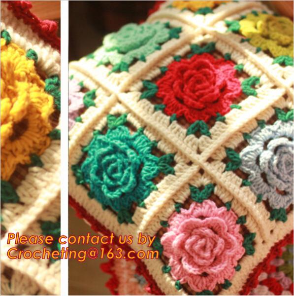 The good hand exclusive retro handmade crochet Mori stereo flower Retro Red Edge pillow