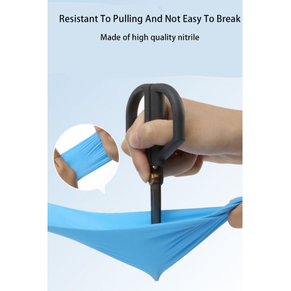 Gants jetables en nitrile bleus pour la protection des mains sans poudre