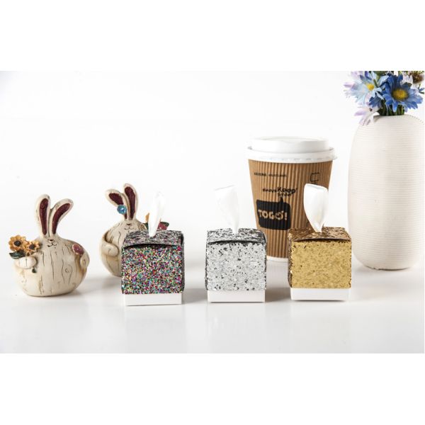 Gold Silver Glitter Gift Box Wholesale Glitter Surprise Box with Ribbon