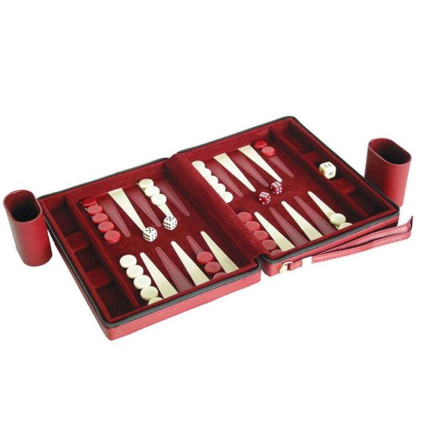 High End Leather Backgammon Case Custom Design Handmade Zipper Travel Backgammon Set