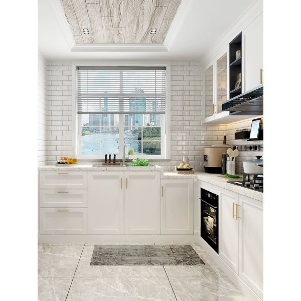 Металлические медовые дубовые натуральные деревянные кухонные шкафы готовые OEM