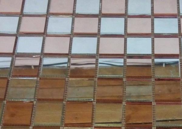 Fiber Mesh Mirror Glass Mosaic Wall Tiles , Rose Gold Silver Glass Backsplash Tile