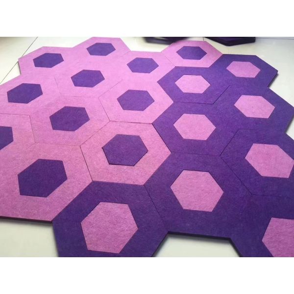 Recycled PET Wall Hexagon Acoustic Panel 9mm / 12mm Indoor Decoration