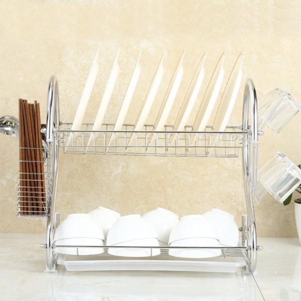 SS H39.5cm 2 Tier Kitchen Storage Rack , 1.28KG Two Tier Shelf Organizer