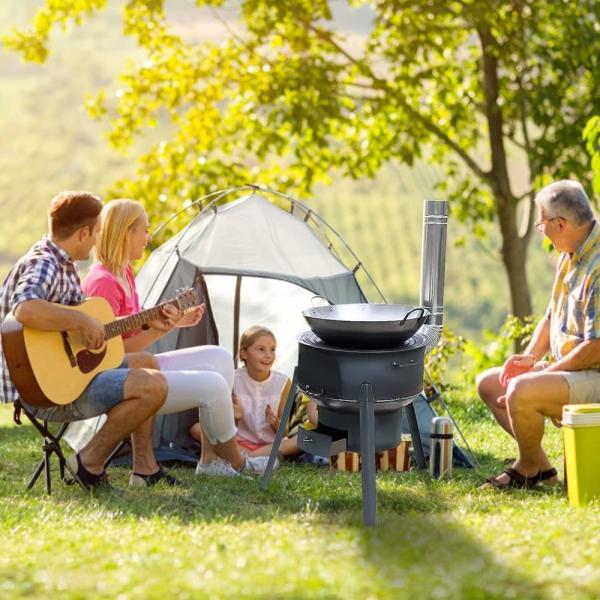 Camping Firewood Stove, Cast Iron Outdoor Wood Burning Stove Portable Detachable Camp Stoves, Accessories Outdoor