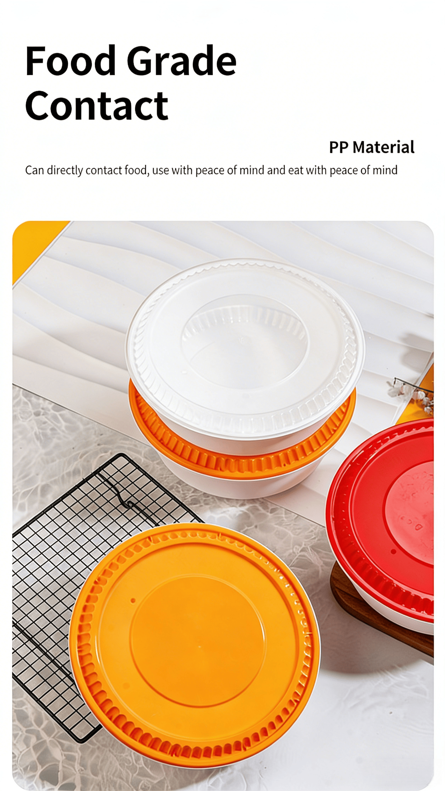 large round plastic takeaway bowl with lid disposable food bowl soup and salad container food storage bowl