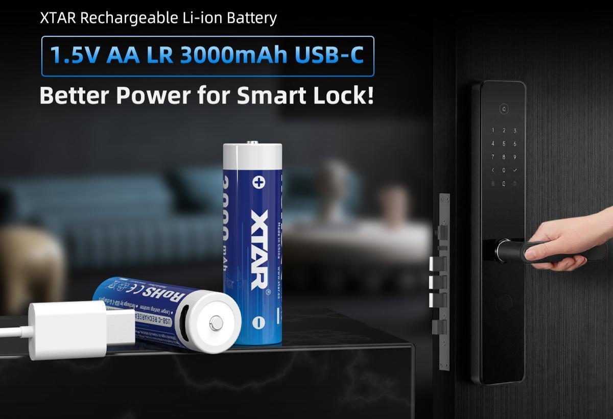 USB-C Rechargeable AA Batteries with 3000mAh Capacity and 1200+ Cycles for High-Demand Commercial Use