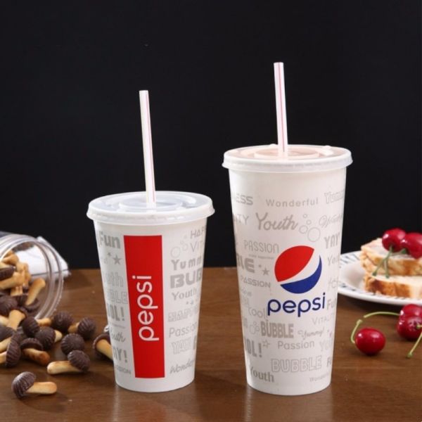 22oz 640ml PE PLA Cola Disposable Paper Cups Paper Cold Drink Cups 300gsm