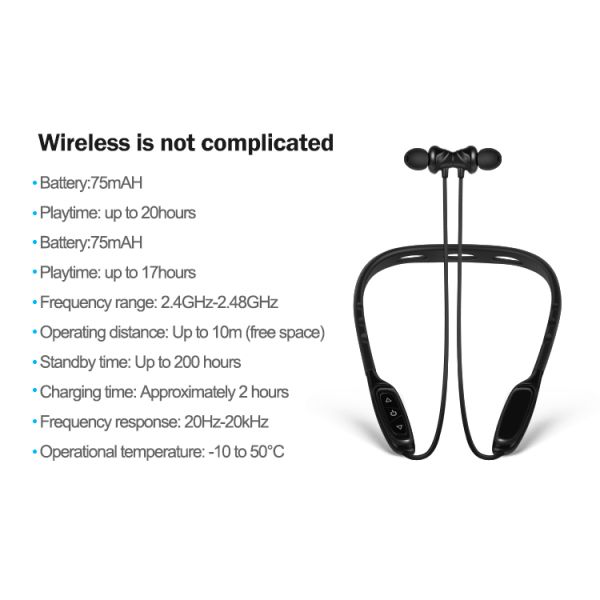 Waterproof Magnetic Neckband Bluetooth Earphones IPX4 Black Red Color