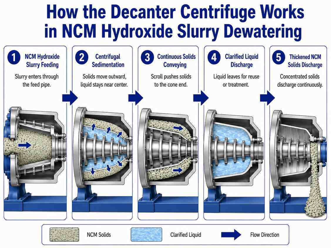 Decanter Centrifuge for Nickel Cobalt Manganese Hydroxide Slurry Dewatering