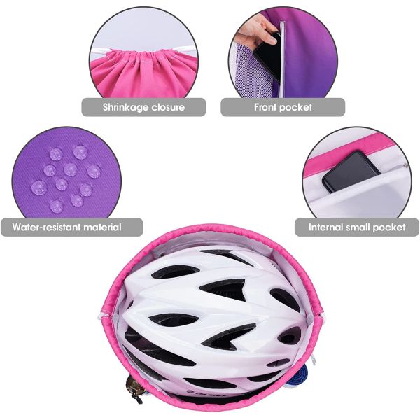 Water Resistant Drawstring Backpack Bag Sport Gym Sackpack With Mesh Pockets