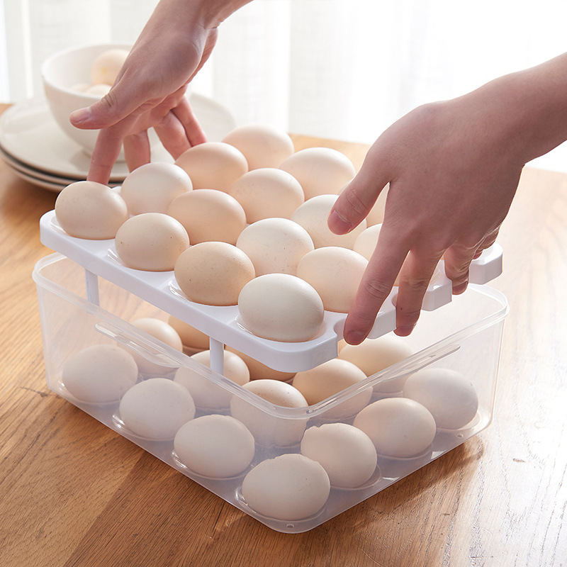 Double Plastic Egg Box Dust-proof Design for Efficient Egg Storage in Refrigerators