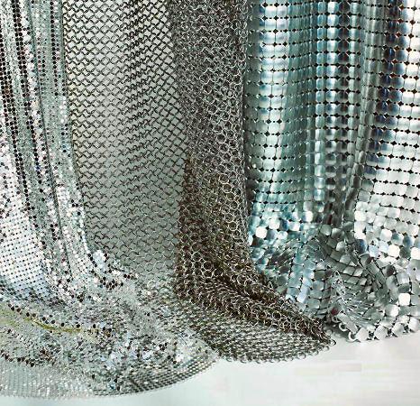 Flexible Metal Bead Curtain Room Divider , Metal Sequin Fabric For Decoration