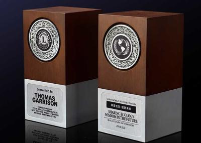 Aluminum Base Wooden Award Plaques 3D Customized Logo Souvenirs For Enterprise