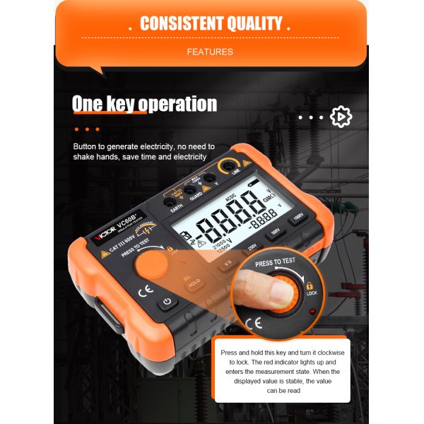 VICTOR VC60B+ Digital Insulation Resistance Tester Высококачественный ЖК-экран 5000 слов с четким почерком