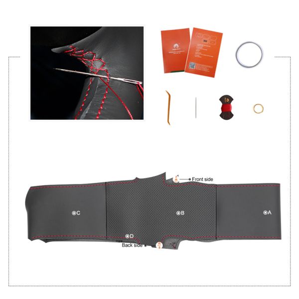 MEWANT For Chevrolet Spark EV Hand Sew Red Carbon Fiber Steering Wheel Protective Cover Customization Wholesale Dropshipping