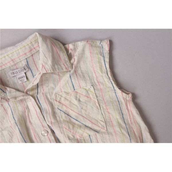 Girls Cool Cropped Striped Shirt Sleeveless 53% Linen 46% Cotton
