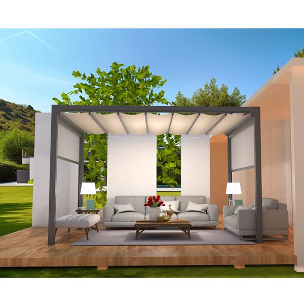 New Anti-UV  Retractable Telescopic Wave Sun Shade Net Rainproof Canopy Awnings Sails