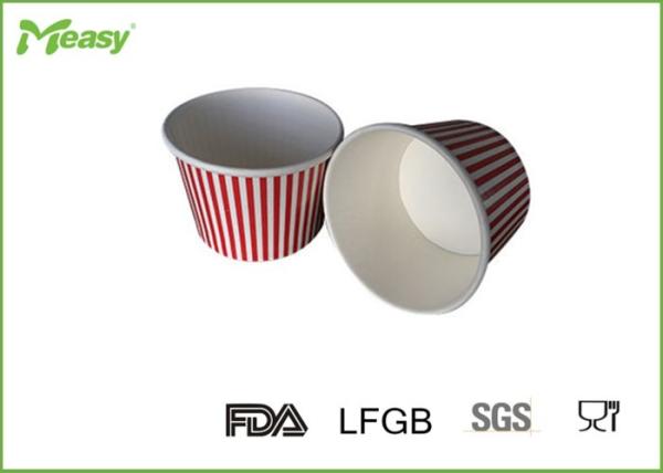 150ml Red Stripe Ice Cream Paper Cups For Children Party , SGS LFGB certification