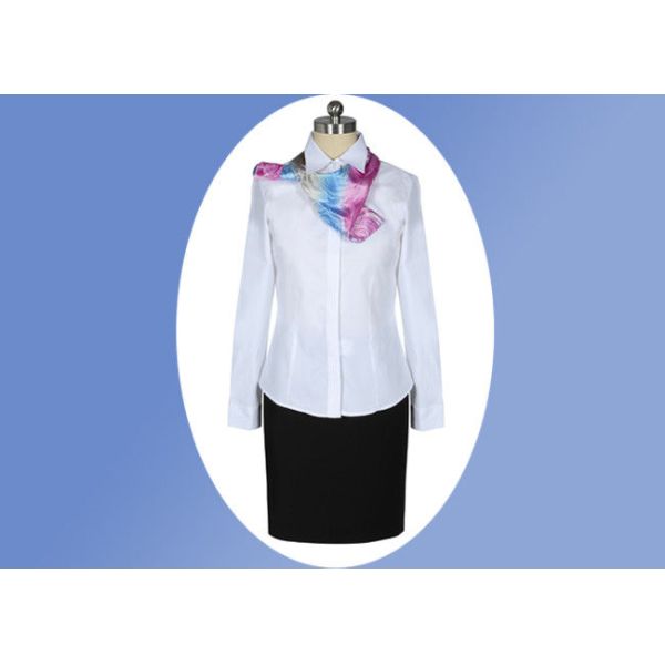 White Fabric Professional Work Uniforms 100% Polyester Cotton With Single Breasted