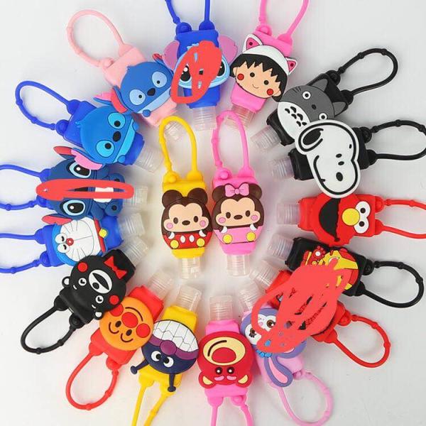 Hot  Cute 30ml 1oz pet Portable  empty Children  hand sanitizer plastic bottle with silicone case