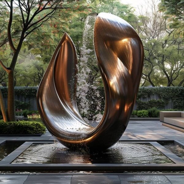 Square Garden Fountain Outdoor Sculpture Steel Garden Landscape Art Sculpture Hard Enamel Technique