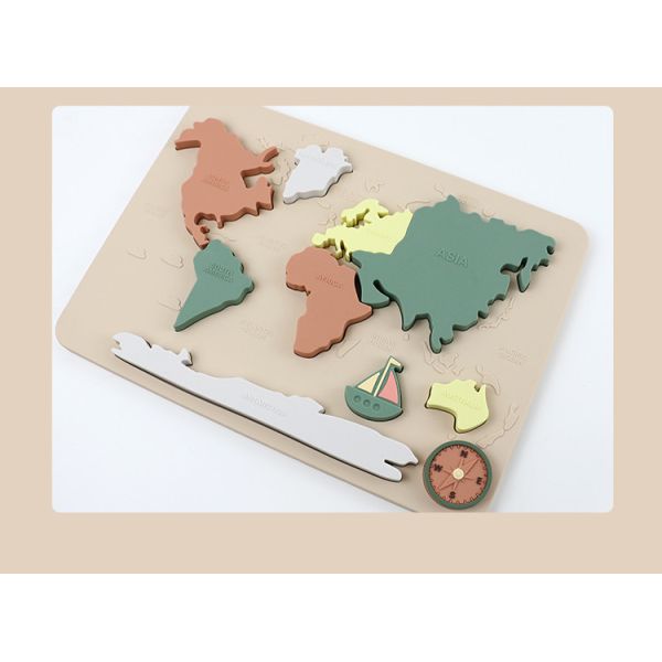 World Map Continents And Ocean Silicone Puzzle Baby Gift Montessori Educational