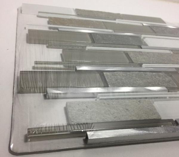 Art Gray Select Glass Mosaic Tile Backsplash Mix Aluminum Mosaic Strip Shaped