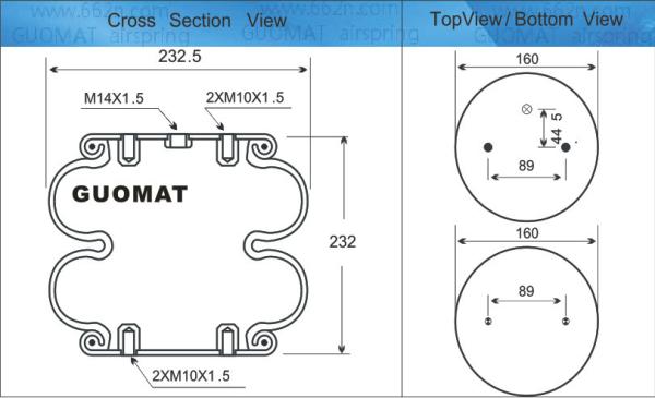 Diâmetro da placa dos foles 160mm do ar do Firestone do atuador 20-2 da mola de ar W01M586891