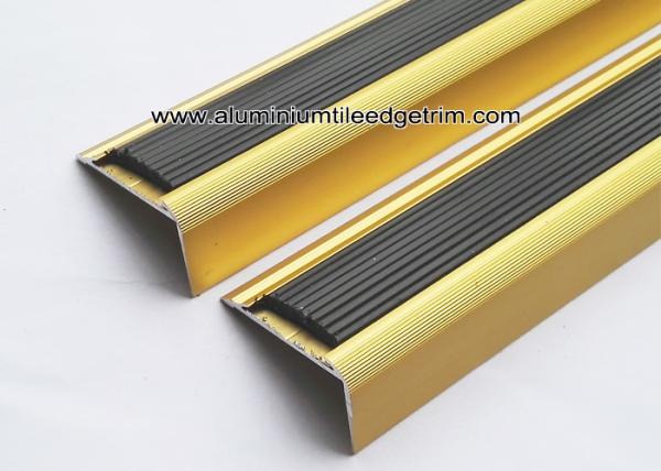 NLP20 Matt Gold Aluminum Anti Slip Stair Nose Brace With 41mm x 20mm x 2.7m