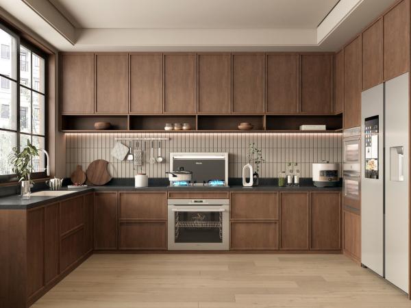 Modular Antique Design Style Glass Doors With Island Modern Kitchen Cabinet