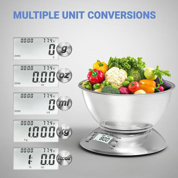 Usos para el hogar Escala de gran capacidad Personalización Alimentos electrónicos Peso 5 kg Pantalla digital Pesas de alimentos