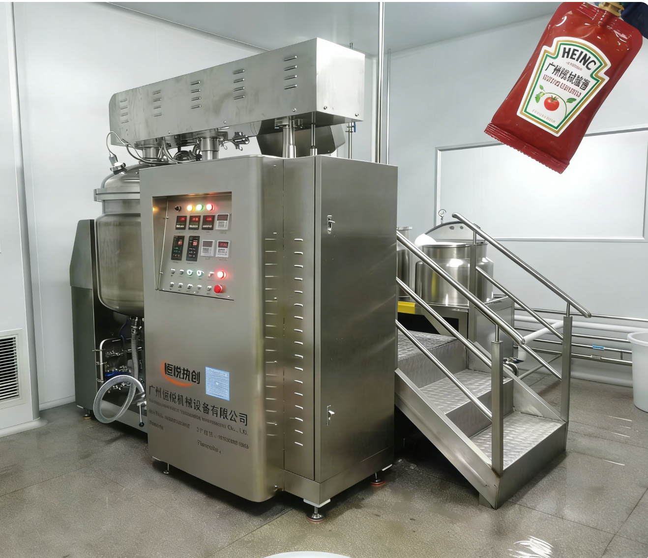 200L Ketchup Making Vacuum Emulsifying Mixer Homogenizer with Button Control