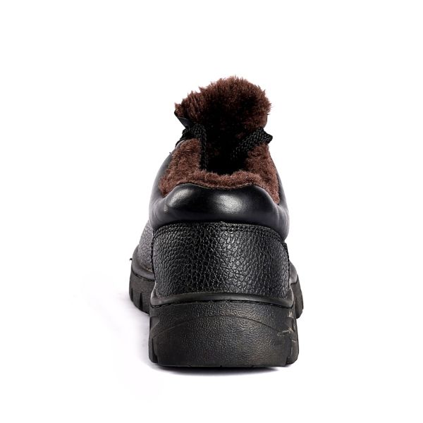 Slip Resistant PU Sole Safety Shoes Embossed Cow Leather Lace Up Steel Toe Comfortable EVA Insole Black