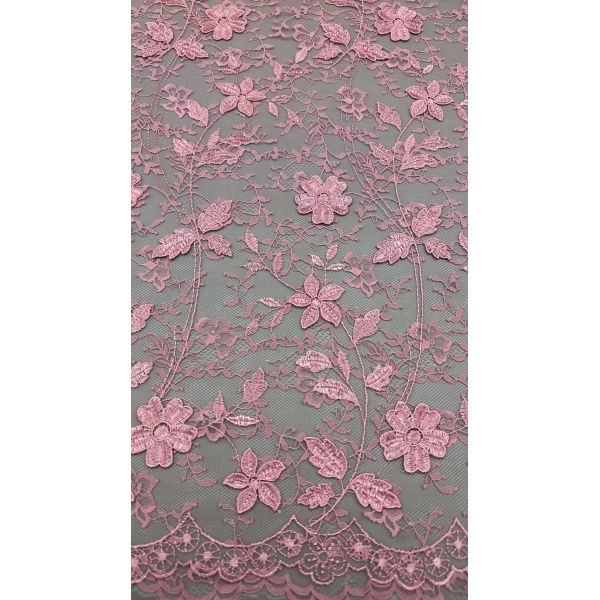 Leafy Flower Sequin Embroidery Lace Fabric For Wedding Garment