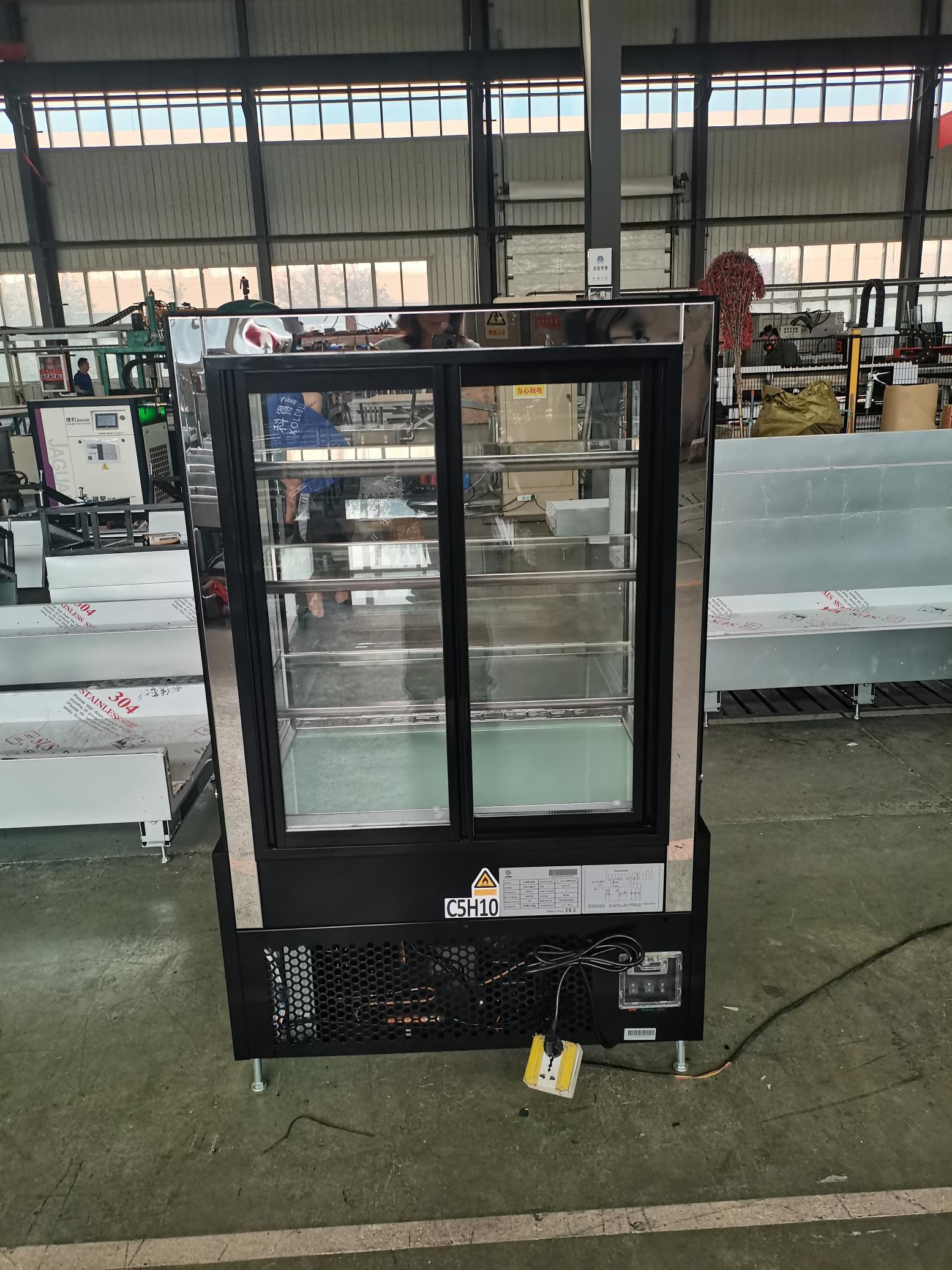 VERA90TS Commercial Rear Sliding Door Right Angle LED Light Stainless Steel Anti Fog Food Grade for Hotel ODM Tailor Made Cake Display Chiller