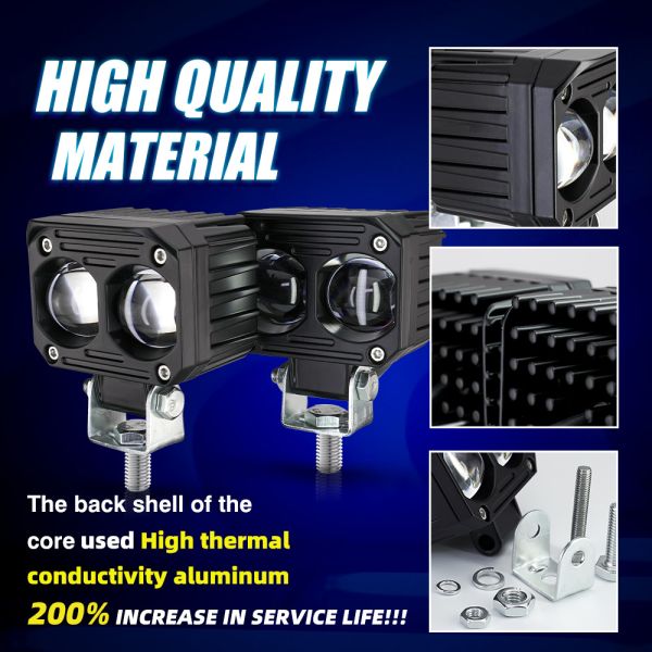 Lumière de conduite de moto YAYE Mini avec 40W 4000LM en double couleur et pièces en aluminium pour l'aviation