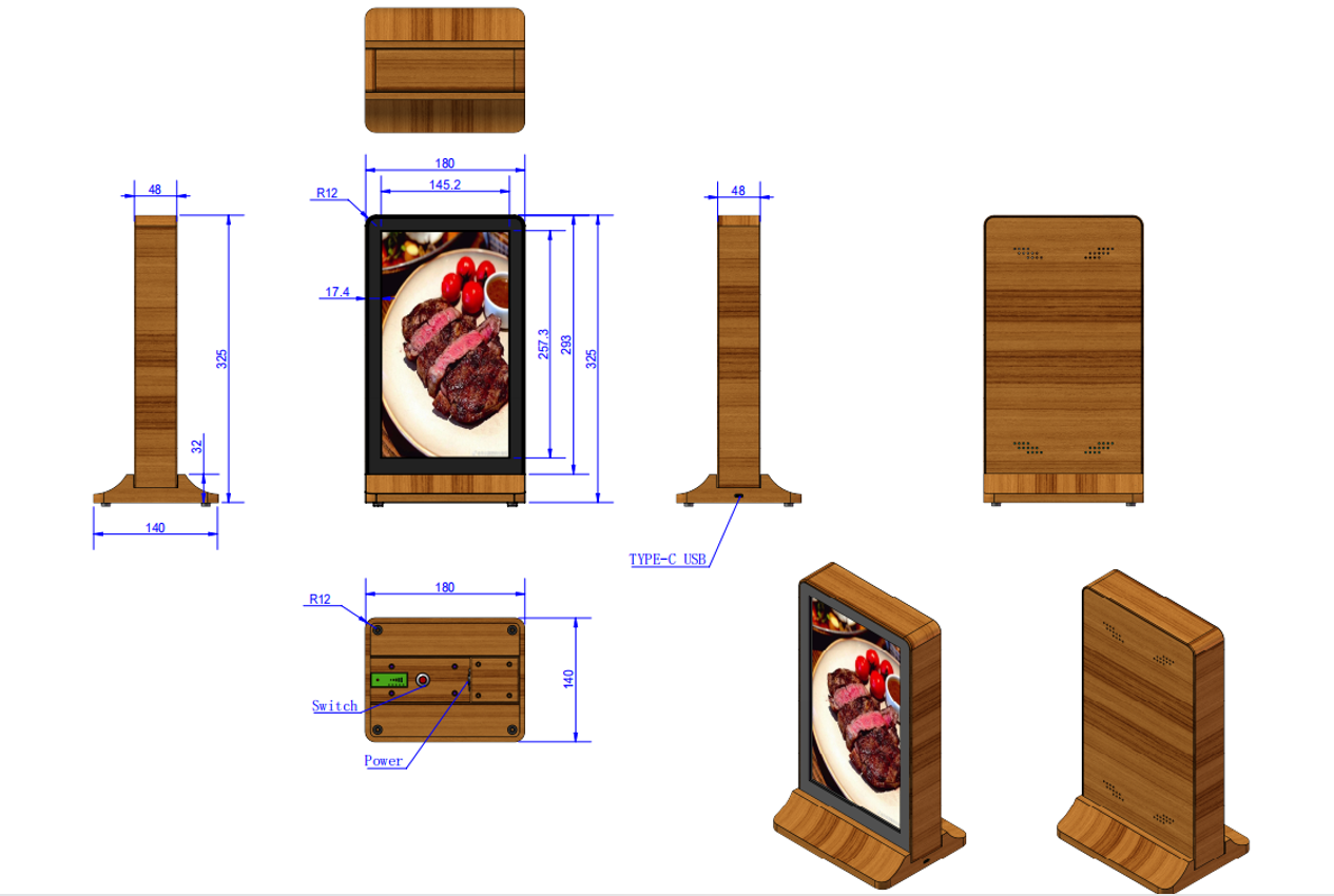 Rechargeable Design, Intelligent Ordering Touch Display With Reduced Wiring Costs