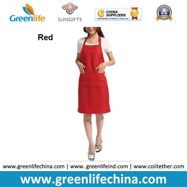 Plain stock aprons OEM rose color imprinted aprons for advertisment eco-friendly fabric